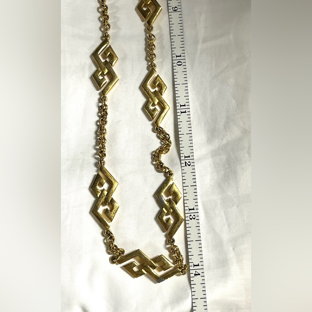 Givenchy Vintage Art-Deco Look Geometric Motifs Chain Necklace - Picture 6 of 16
